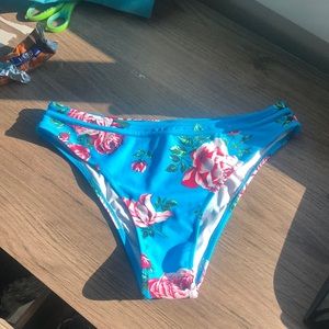 Blue floral swimsuit bottoms